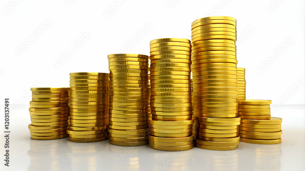 Stacks of Gold Coins. A Symbol of Financial Growth and Success Stacks of Gold Coins. A Symbol of Financial Growth and Success