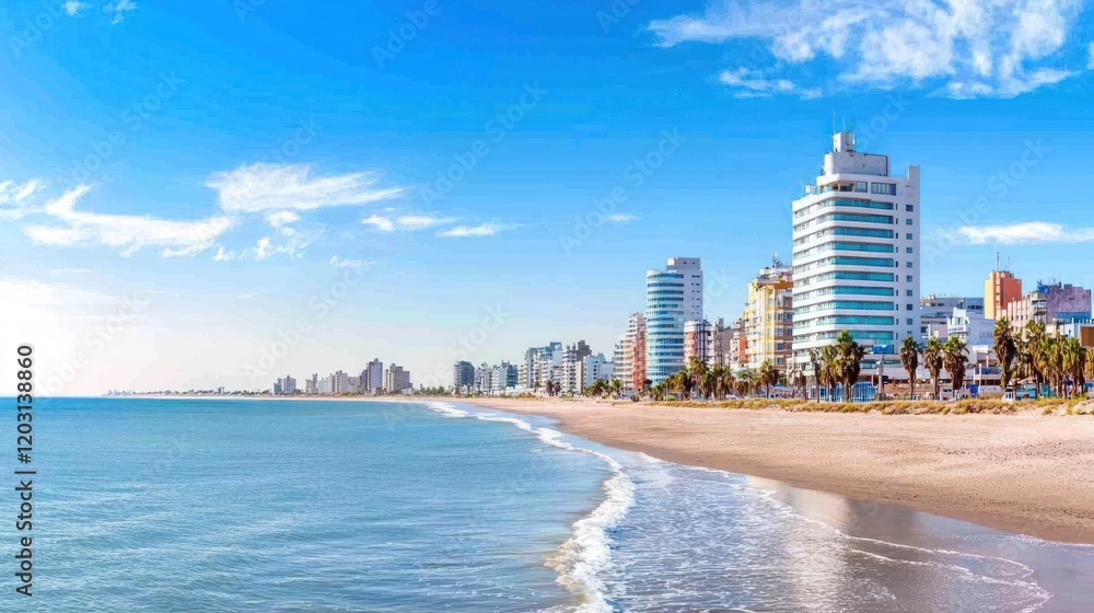 Naklejka premium Coastal City Beachscape