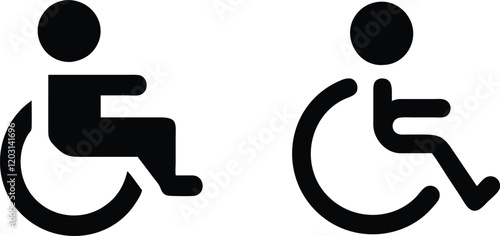 Disabled person flat icon. Handicapped Sign. Accessibility man in a wheelchair pictogram. Vector illustration.