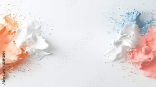 Abstract powder splash on white background with pastel colors. Creative design concept for artistic expressions and compositions.