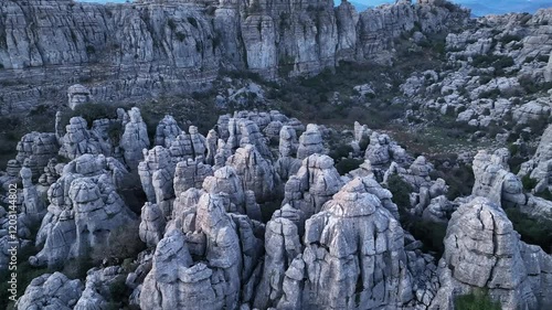 Torcal de antequera from aerial view at sunrise