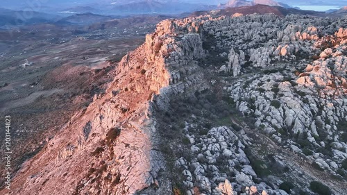 Torcal de antequera from aerial view at sunrise