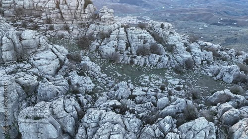 Torcal de antequera from aerial view at sunrise