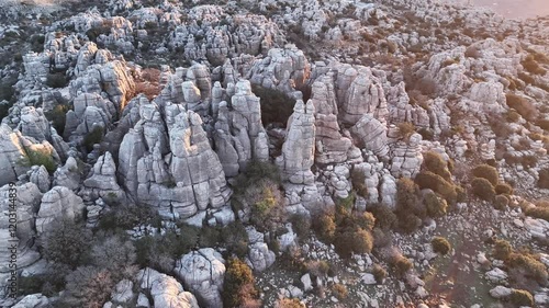 Torcal de antequera from aerial view at sunrise
