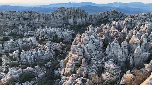 Torcal de antequera from aerial view at sunrise