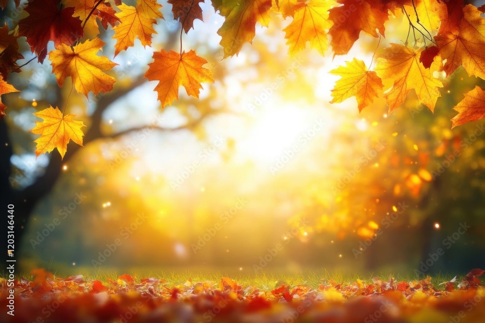 Autumn background with maple leaves and sunlight. Autumn background with maple leaves and sunlight.