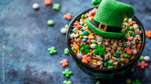 bowl of cereal st patrick's day themed, food photography photo