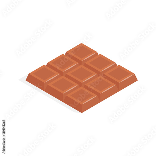 Visually appealing isometric icon of a standard chocolate bar.