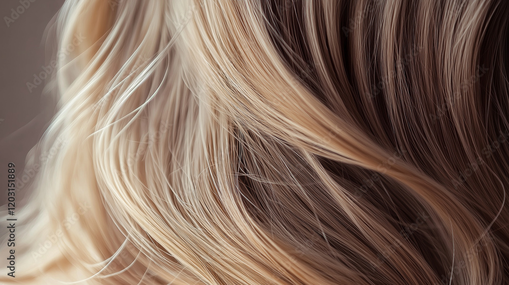 Naklejka premium woman with hair, hair of a woman, hair model back view, glossy blonde curls, close-up of hair