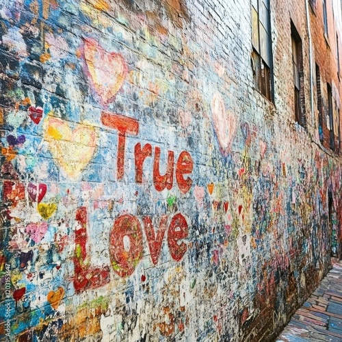 Wallpaper Mural Colorful graffiti on a brick wall expressing love. Torontodigital.ca