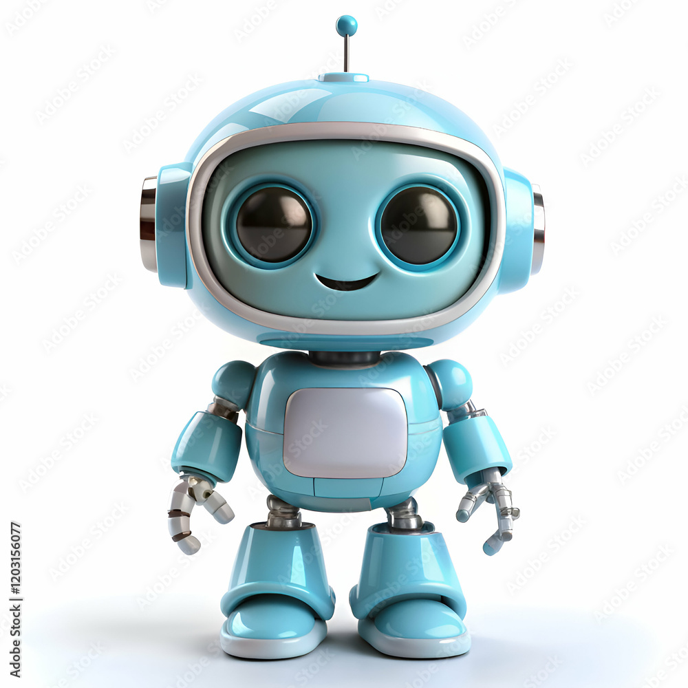 Adorable Blue Robot. A Digital 3D Character Adorable Blue Robot. A Digital 3D Character