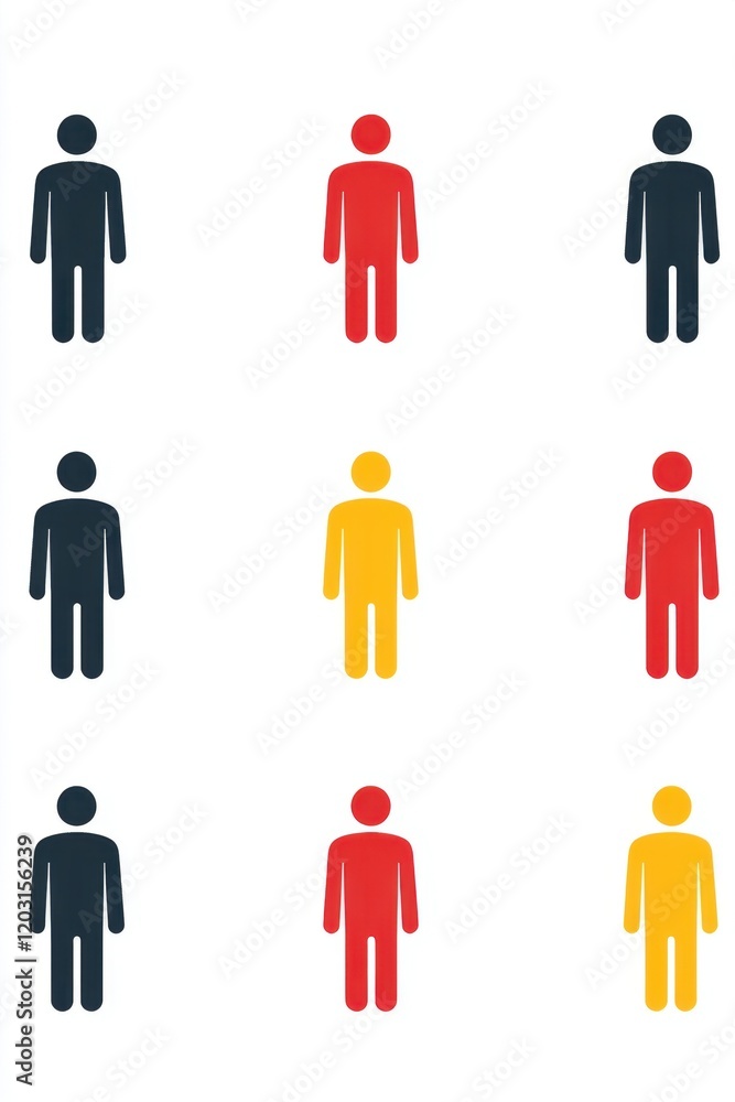 Colorful group of stick figure icons Colorful group of stick figure icons