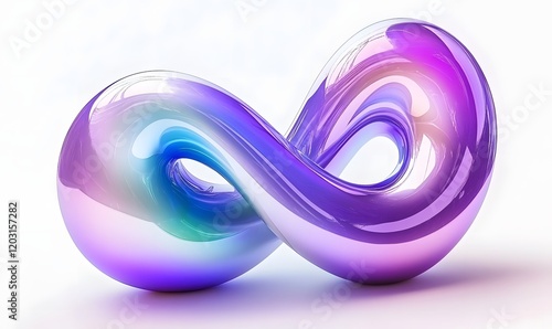 Abstract iridescent infinity symbol, 3D render.