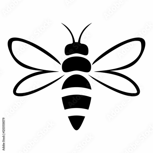 Bee or wasp, insect, black silhouette, template, tattoo, vector icon, symbol photo