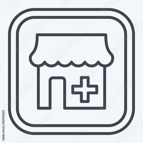 Icon Pharmacy. related to Public symbol. line style. design editable