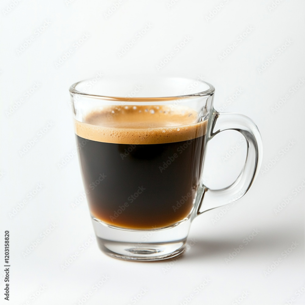 Hot coffee in a minimalist glass cup Hot coffee in a minimalist glass cup
