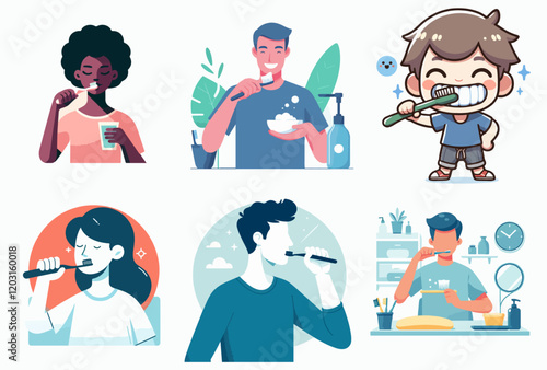 illustration of person brushing teeth