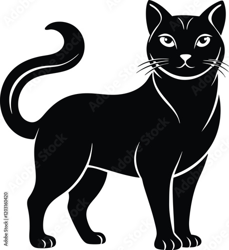 Beautiful animal cat vector silhouette black color artwork illustration  photo