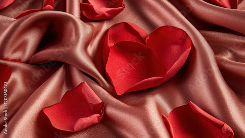 Wallpaper Mural Romantic rose petals forming heart shape on silky fabric create beautiful scene Torontodigital.ca