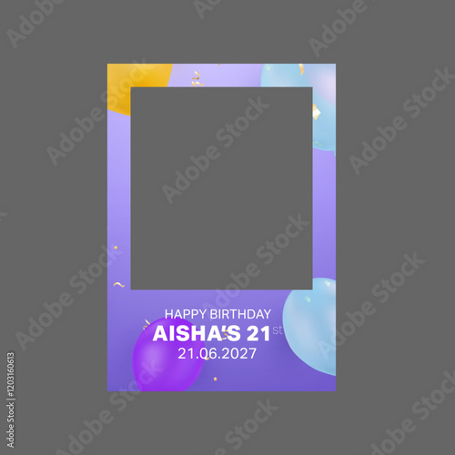 Birthday Selfie Frame, Birthday Photo Booth Selfie Frame Party PRINTED 5mm panel