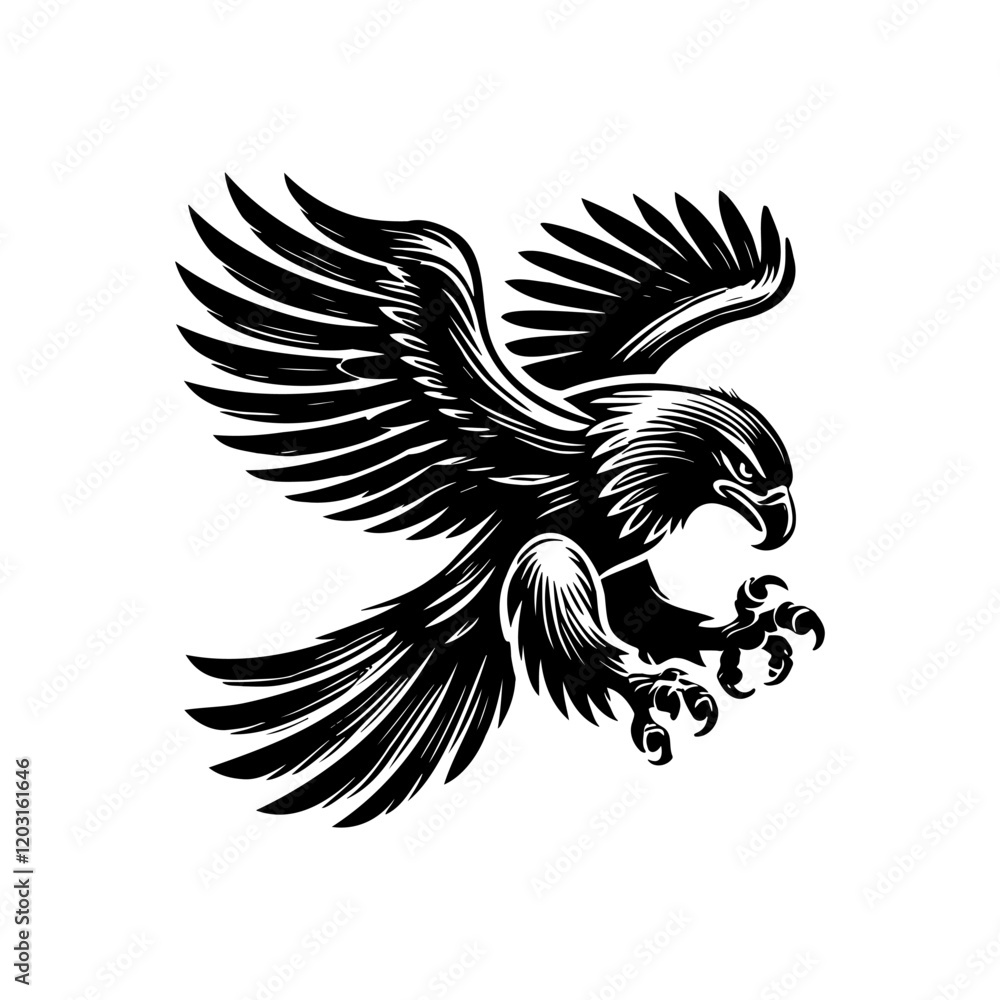 Fototapeta premium Eagle design with black color silhouette art