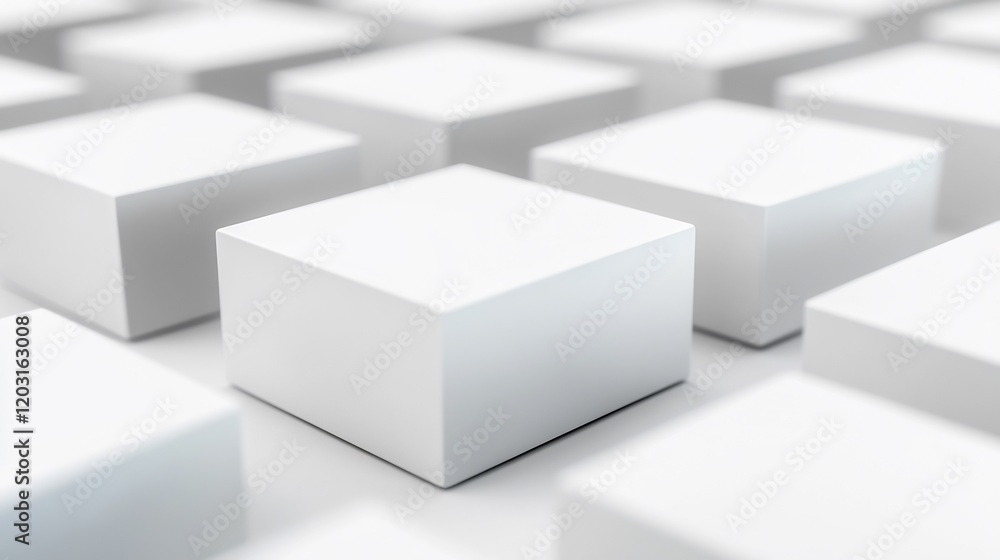 Clean white cubes subtly arranged create calming minimalist scene. AI Generated Clean white cubes subtly arranged create calming minimalist scene. AI Generated