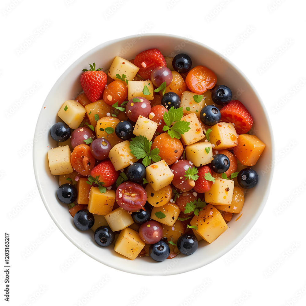 Delicious Fruit Cheese Salad Bowl Summer Recipe Sweet Tasty food meal herb mint fresh lunch snack Delicious Fruit Cheese Salad Bowl Summer Recipe Sweet Tasty food meal herb mint fresh lunch snack