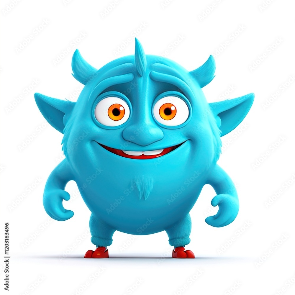 3d blue cartoon monster isolated on white background 3d blue cartoon monster isolated on white background