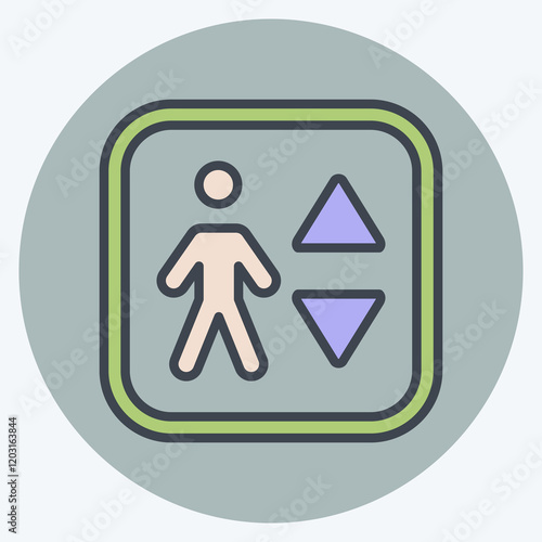 Icon Elevator. related to Public symbol. color mate style. design editable