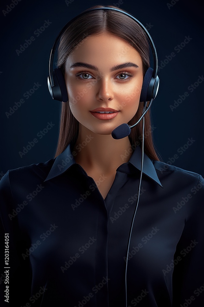 Professional woman with headset smiling
