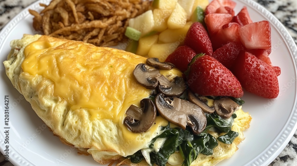 fluffy omelette filled with mushrooms and cheese fluffy omelette filled with mushrooms and cheese