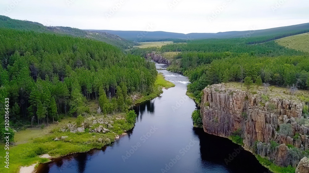 Obraz premium Serene River Valley Landscape