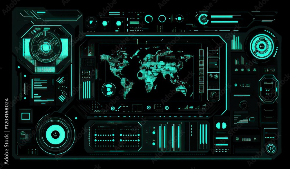 Vector futuristic high-tech infographic background with a world map and elements of a digital interface design. Vector futuristic high-tech infographic background with a world map and elements of a digital interface design.