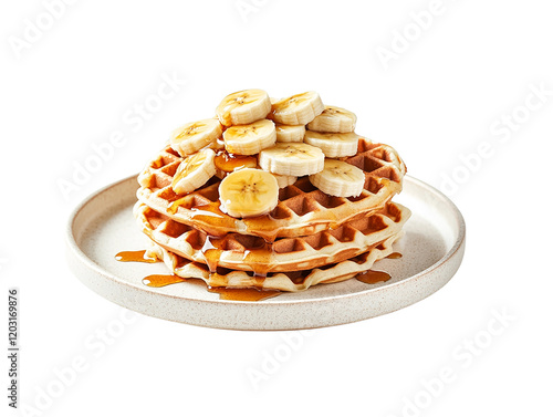 Delicious banana waffles home kitchen food photography cozy setting close-up comforting breakfast treat