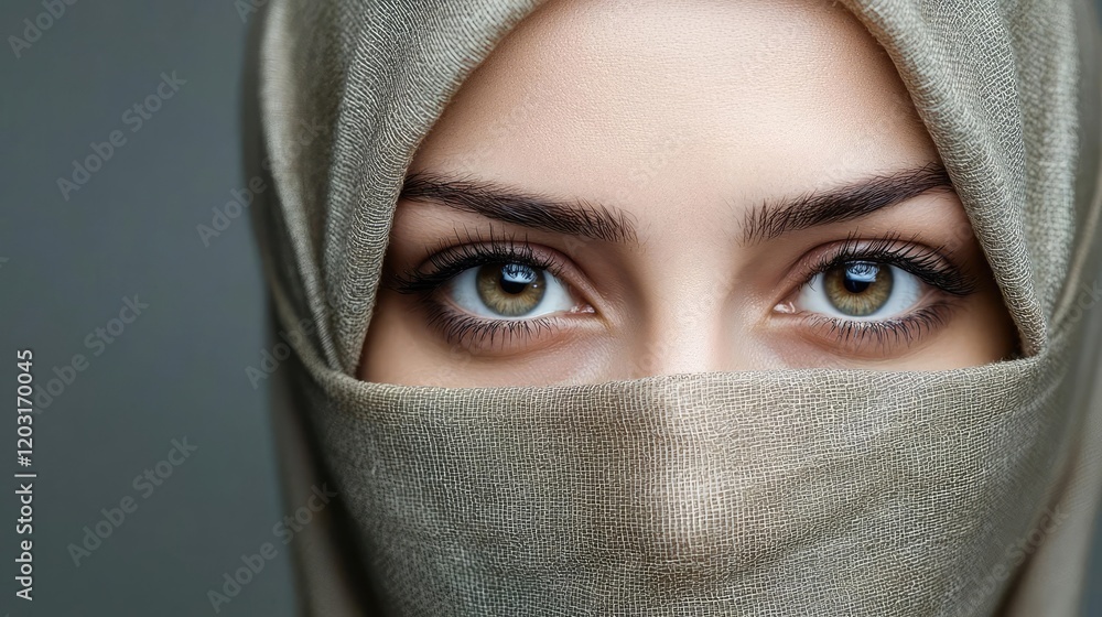 Woman's Eyes, Headscarf, Close-up, Studio, Portrait Woman's Eyes, Headscarf, Close-up, Studio, Portrait