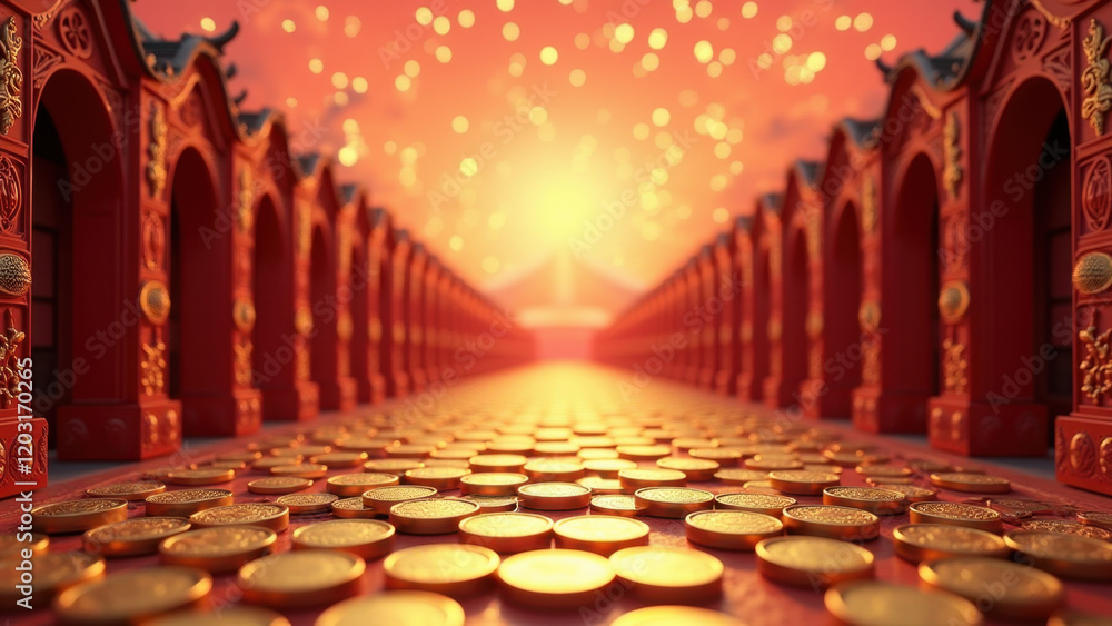 Fototapeta premium Golden Path to Prosperity: Chinese New Year - Chinese New Year/Luna.
