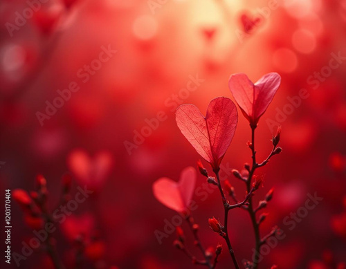 Romantic Heart Shaped Leaves Red Nature Photography