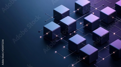 Fototapeta Naklejka Na Ścianę i Meble -  Abstract network of interconnected dark cubes.