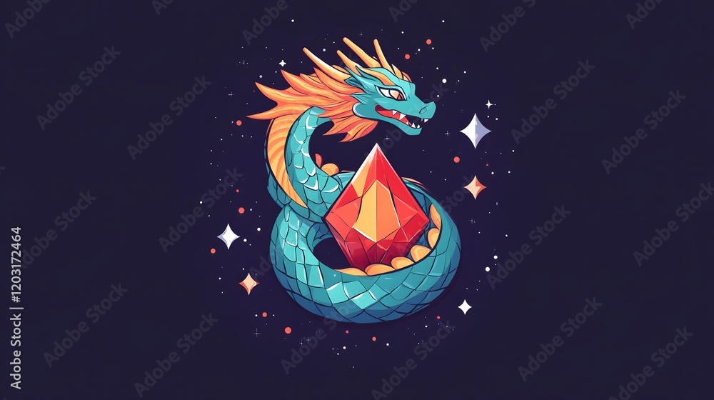 Fototapeta premium Epic dragon encounter fantasy world digital art cosmic environment dynamic angle mythical concepts for seo impact