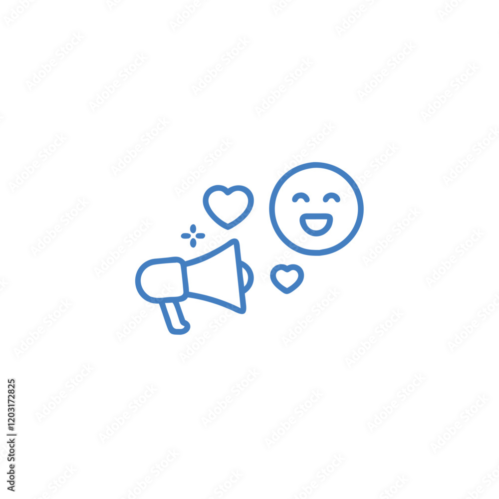 Emoji fall in love with Megaphone love with Loudspeaker and hearts. Vector illustration, valentine composition. Valentine's Day festive decorative objects Emoji fall in love with Megaphone love with Loudspeaker and hearts. Vector illustration, valentine composition. Valentine's Day festive decorative objects