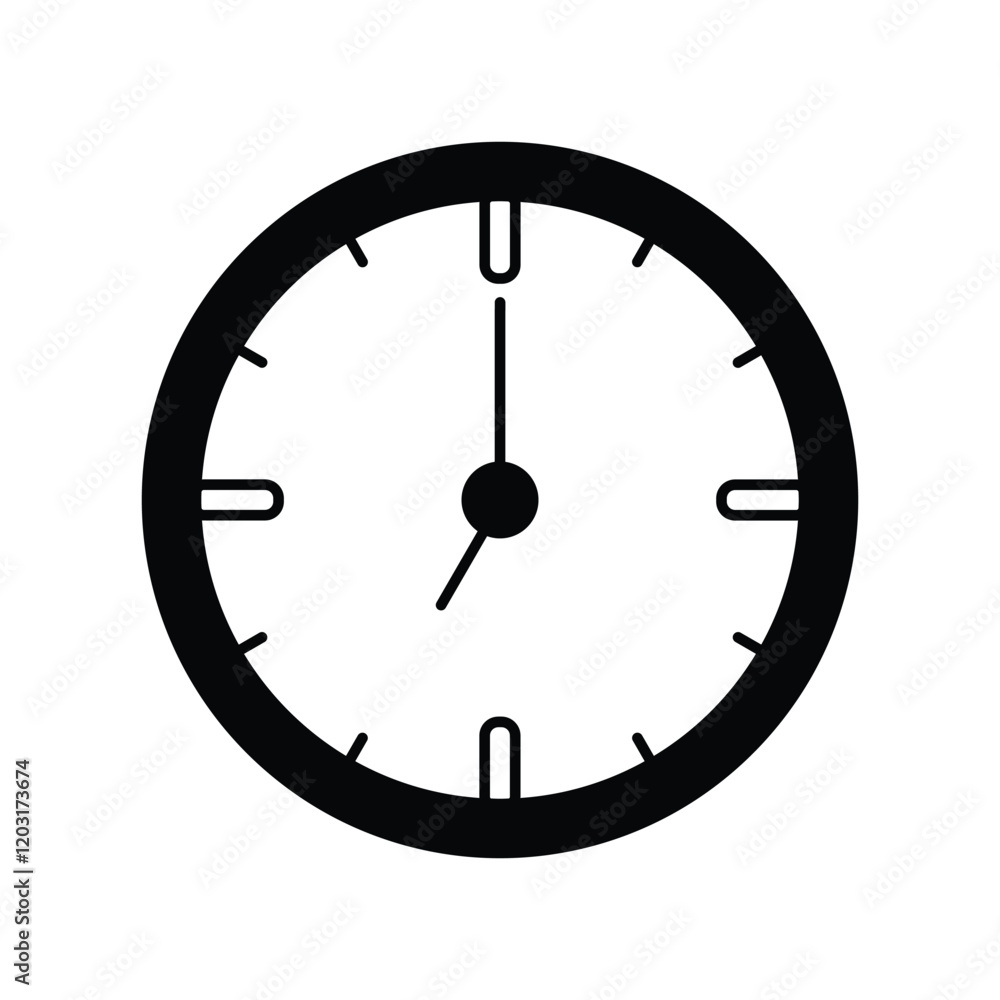 clock glyph outline icon with white background vector stock illustration clock glyph outline icon with white background vector stock illustration