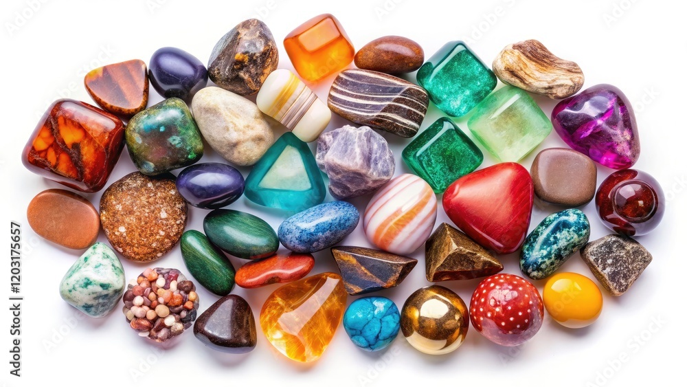 Stunning Semi-Precious Stones and Minerals on White Background - Vibrant Crystals, Natural Beauty, Gemstones, Decorative Pieces, Healing Stones, Colorful Collection, Home Decor Stunning Semi-Precious Stones and Minerals on White Background - Vibrant Crystals, Natural Beauty, Gemstones, Decorative Pieces, Healing Stones, Colorful Collection, Home Decor
