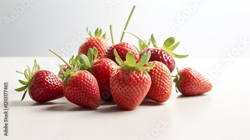 Fresh Strawberries on White Background for Food and Beverage Advertising photo