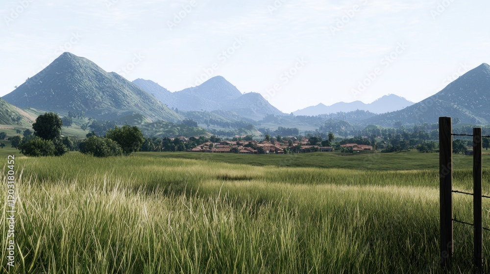 Fototapeta premium Serene Village Landscape