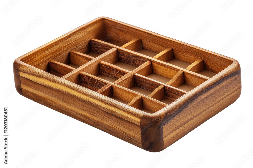 Wooden organizer tray with multiple compartments for household or office use Wooden organizer tray with multiple compartments for household or office use