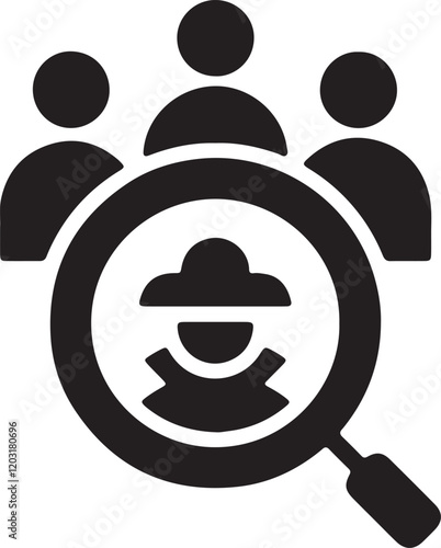 An illustration of a silhouette of detecting a suspicious person with a magnifying glass