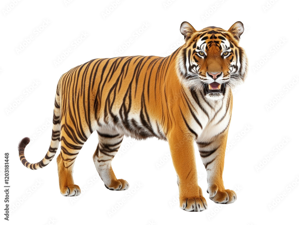 Isolated Standing Bengal Tiger Front View Isolated Standing Bengal Tiger Front View