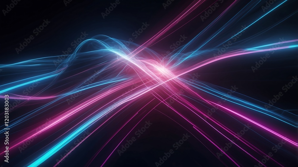 Futuristic Abstract Digital Art with Glowing Electric Blue and Hot Pink Lines on a Dark Background Futuristic Abstract Digital Art with Glowing Electric Blue and Hot Pink Lines on a Dark Background