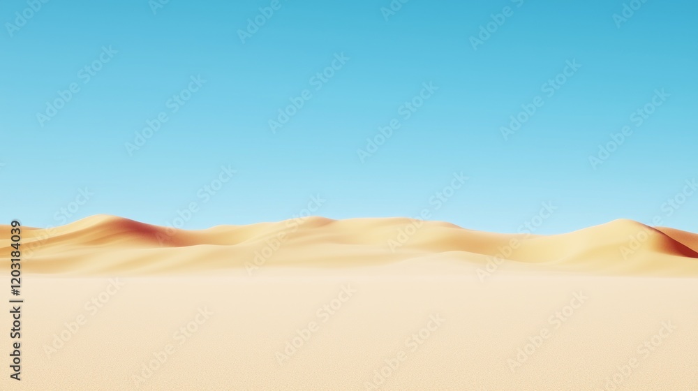 Fototapeta premium Vast Desert Landscape Under Blue Sky