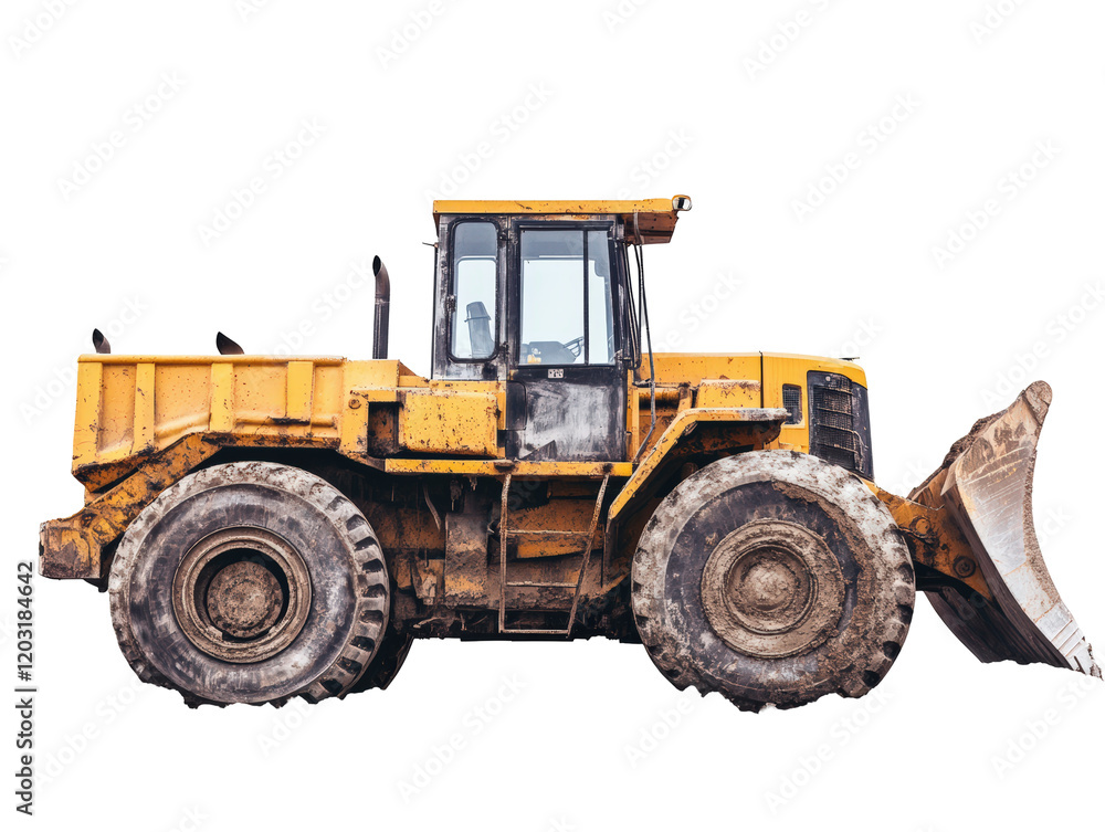 Isolated Yellow Bulldozer Side View Isolated Yellow Bulldozer Side View